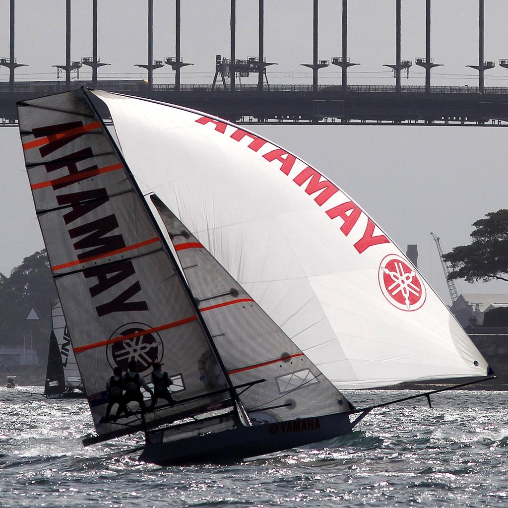 Yamaha leads the way - Race 2 - 2017 JJ Giltinan Trophy 18ft Skiff Championship, February 26, 2017 photo copyright Frank Quealey /Australian 18 Footers League http://www.18footers.com.au taken at  and featuring the  class