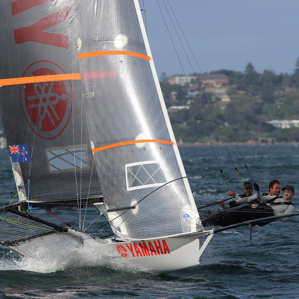 Yamaha's crew approach the finish line - Race 2 - 2017 JJ Giltinan Trophy 18ft Skiff Championship, February 26, 2017 photo copyright Frank Quealey /Australian 18 Footers League http://www.18footers.com.au taken at  and featuring the  class