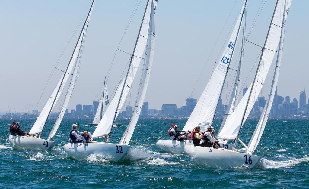 The waters of Port Phillip always provide for fair racing across a range of windspeeds. © Kylie Wilson Positive Image - copyright http://www.positiveimage.com.au/etchells