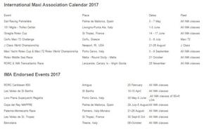 New 2017 events make for a full International Maxi Association calendar photo copyright International Maxi Association http://www.internationalmaxiassociation.com taken at  and featuring the  class