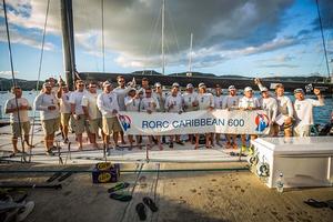 The Bella Mente Racing Team after winning IRC Overall at the 2017 RORC Caribbean 600 photo copyright Ted Martin/RORC taken at  and featuring the  class