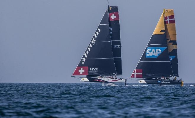 Alinghi versus SAP Extreme Sailing Team - GC32 Championship © Jesus Renedo / GC32 Championship Oman