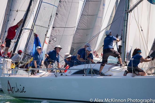 Close racing in Division Two as Archie round the clearance mark. - Club Marine Series ©  Alex McKinnon Photography http://www.alexmckinnonphotography.com