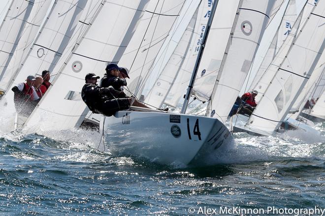 Fumanchu (Mark Roberts, Chad Elsegood, Matt Johnston) Leading this group to the clearance mark in Race Six. - Brighton Land Rover 2017 VIC Etchells Championship ©  Alex McKinnon Photography http://www.alexmckinnonphotography.com