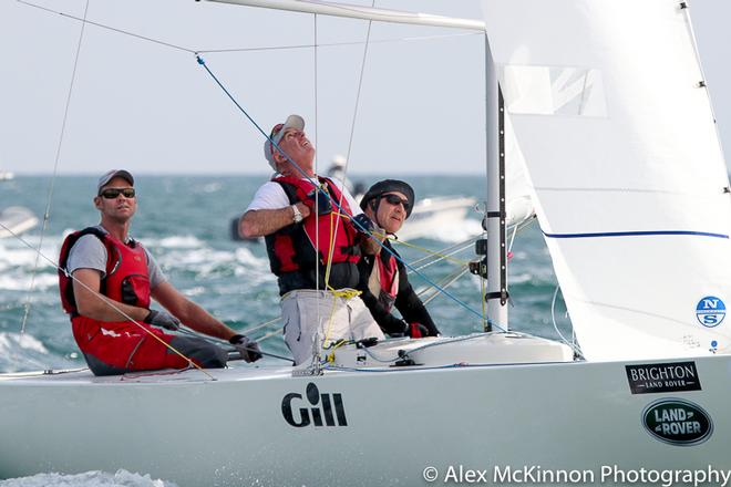 Team Magpie flew in for the event - literally - Reigning AUS Champs Graeme Taylor, Steve Jarvin and James Mayo show some of that winning form. - Brighton Land Rover 2017 Etchells VIC Championship ©  Alex McKinnon Photography http://www.alexmckinnonphotography.com