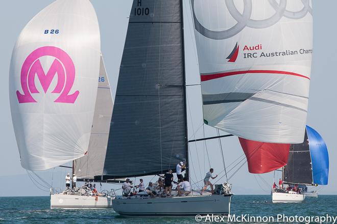 Division One's Ikon ahead of her Beneteau First 45 sisterships. Ikon are the IRC overall leader, with a six point buffer over Wicked. - Club Marine Series ©  Alex McKinnon Photography http://www.alexmckinnonphotography.com