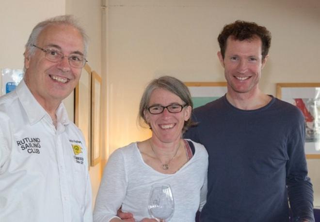 Winners Luke and Emma McEwen with Rutland SC Commodore John Forthergill - RS800 Spring Championship © Tim Olin