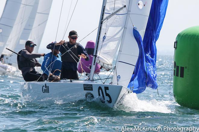 Tango (Chris Hampton, Mark Andrews, and Sam Haines) going around the hitch for the first time - 2017 Brighton Land Rover Etchells Victorian Championship ©  Alex McKinnon Photography http://www.alexmckinnonphotography.com