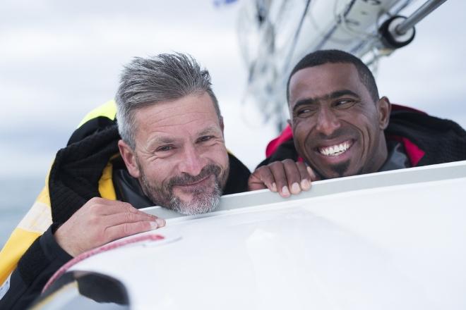 Dublin. Ireland. 20th June 2016. The Volvo Round Ireland Race . Musandam-Oman Sail set a new record for the fastest-ever sail round Ireland when the team crossed the finish line at Wicklow in 38 hours, 37 minutes and 7 seconds. Skippered by Sidney Gavignet (FRA) with team mates Damian Foxall (IRL) and Fahad Al Hasni (OMA), Jean Luc Nelias (FRA), Yasir Al Rahbi (OMA) and Sami Al Sukaili (OMA) © Lloyd Images http://lloydimagesgallery.photoshelter.com/