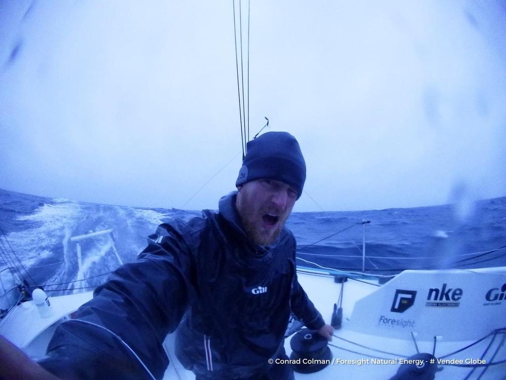 Conrad Colman and Foresight Natural Energy being chased by an advancing depression in the Southern Ocean © Conrad Colman / Foresight Energy / Vendée Globe