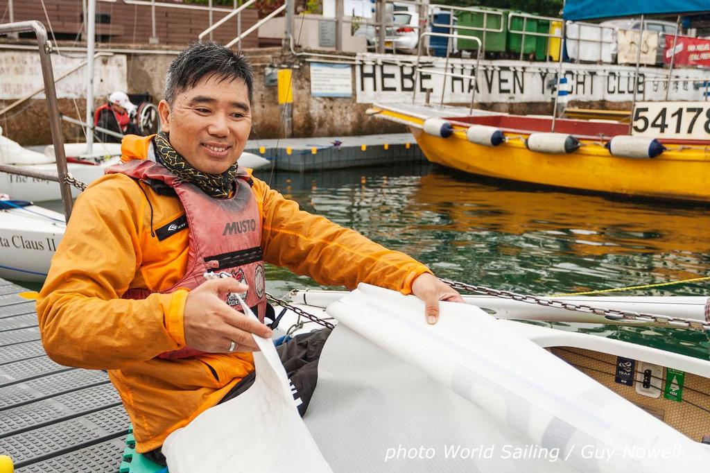 World Sailing Paralympic Development Programme, Hong Kong. Getting ready to race. Puk Chi Yeung.   © Guy Nowell / World Sailing