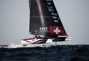 Act 1, Extreme Sailing Series Muscat – Day 1  – Alinghi in action during the open water racing - Extreme Sailing Series photo copyright Lloyd Images http://lloydimagesgallery.photoshelter.com/ taken at  and featuring the  class