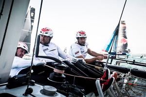Onboard with Alinghi, who secured their first race win of the Act today in race 12 – Extreme Sailing Series photo copyright Lloyd Images http://lloydimagesgallery.photoshelter.com/ taken at  and featuring the  class