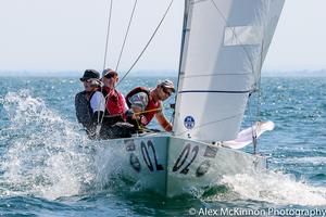 Magpie (Graeme Taylor, James Mayo, and Steven Jarvin) got the bullet in Race Three. Seen here setting up for the line to the windward mark - 2017 Brighton Land Rover Etchells Victorian Championship photo copyright  Alex McKinnon Photography http://www.alexmckinnonphotography.com taken at  and featuring the  class