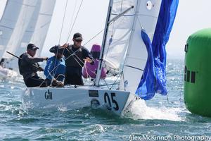 Tango (Chris Hampton, Mark Andrews, and Sam Haines) going around the hitch for the first time - 2017 Brighton Land Rover Etchells Victorian Championship photo copyright  Alex McKinnon Photography http://www.alexmckinnonphotography.com taken at  and featuring the  class