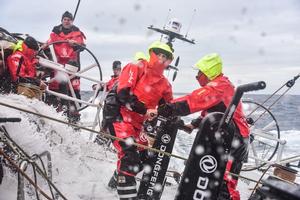 The womens grinding team - Dongfeng Race Team – Volvo Ocean Race photo copyright Bu Duomen / Dongfeng Race Team taken at  and featuring the  class