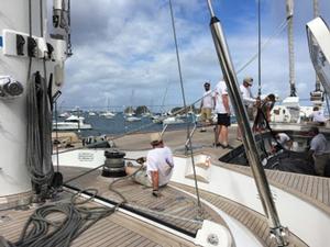 Getting the spinnaker out of one of the forward hatches - St. Barth’s Super Yacht Regatta 2017 photo copyright Carlo Borlenghi / Perini Navi taken at  and featuring the  class