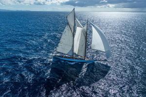 Eleonora shows astonishing beauty under sail, her slender hull cutting a pathway through the sea. An elegant combination of beauty and power. photo copyright  Tim Wright / Photoaction.com http://www.photoaction.com taken at  and featuring the  class
