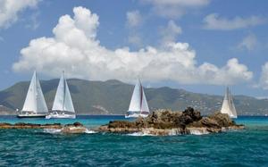 Despite the light breeze, it doesn't get better than this: Racing in the beautiful British Virgin Islands photo copyright Todd VanSickle / BVI Spring Regatta http://www.bvispringregatta.org taken at  and featuring the  class