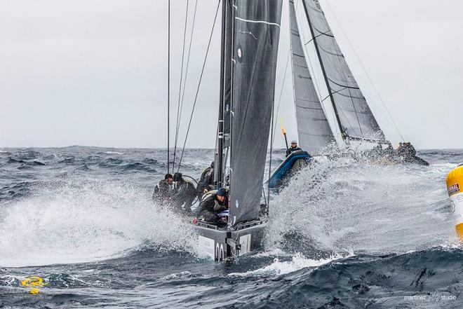 The boats received a violent pummelling as they sailed along the giant waves - RC44 Sotogrande Cup © Martinez Studio
