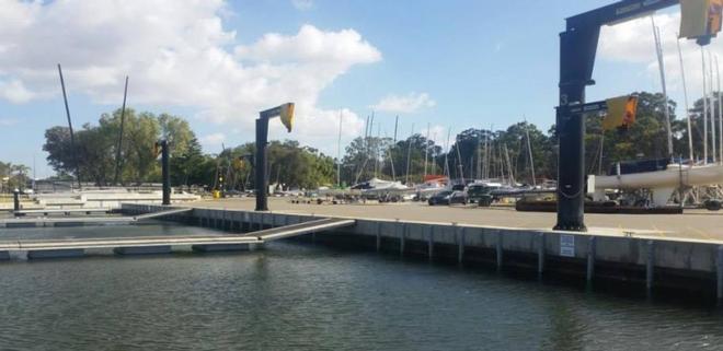 Three cranes, finger jetties, boat launching ramp and hardstand. - Viper 640 World Titles - Perth 2018 © Viper 640 http://viper640.org/