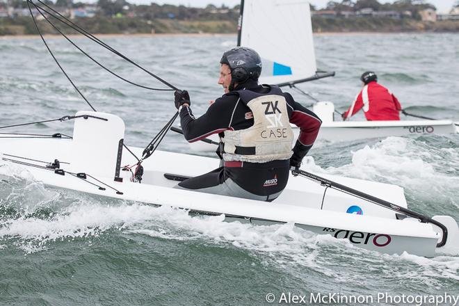 Brian Case from RGYC sailing Rocky. Currently first overall after two seconds and a first today. Working hard to stay in front of Chris Brian in the background - RS Aero Australian Championship ©  Alex McKinnon Photography http://www.alexmckinnonphotography.com