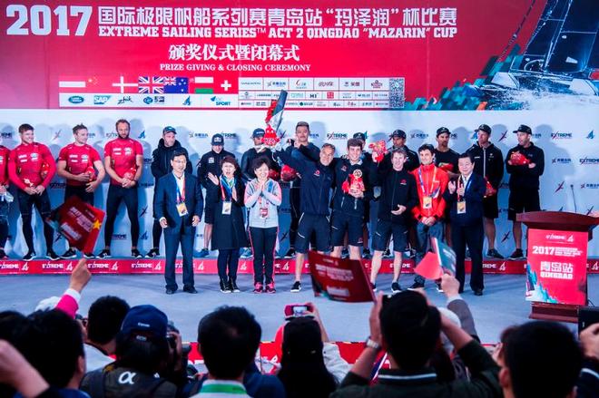 Swiss sailing team Alinghi were crowned Kings of Qingdao at the prize giving for a second year running as they swept to glory in the second Act of the Extreme Sailing Series ©  Xaume Olleros / OC Sport