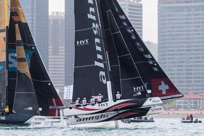 Act 2, Day 4 – The 2016 Extreme Sailing Series champions saw off their six international rivals with pinpoint accuracy to win Act 2, Qingdao “Mazarin” Cup in Qingdao, China. ©  Xaume Olleros / OC Sport