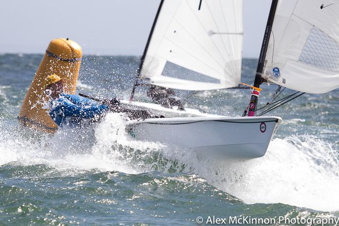 Peter Stephinson from MHASC on Glide Free2. Currently fourth overall two points behind Nick Collis-George. On the way to the finish. Catching some great waves.   - RS Aero Australian Championship ©  Alex McKinnon Photography http://www.alexmckinnonphotography.com