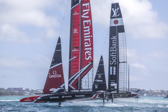 Emirates Team New Zealand sailing on Bermuda's Great Sound testing in the lead up to the 35th America's Cup © Hamish Hooper/Emirates Team NZ http://www.etnzblog.com