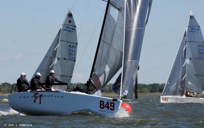 Seven-time Melges 24 U.S. National Champion Brian Porter on Full Throttle (USA-849) blistered the race course with speed to win the first race of the day © JOY / USM24CA