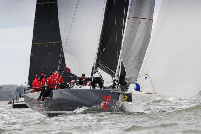 Steve Cowie's Zephyr was the only boat to claim a race of Sir Keith Mills' Invictus in the FAST 40+ class - RORC Easter Challenge 2017 © Paul Wyeth / www.pwpictures.com http://www.pwpictures.com