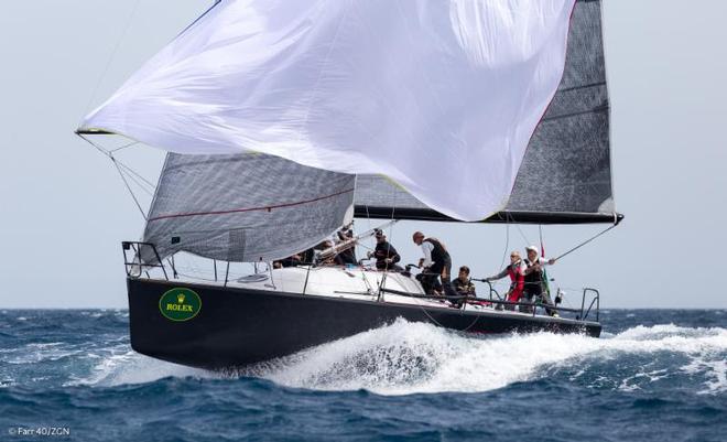 Struntje Light, the German entry owned by Wolfgang Schaefer, had a difficult second day at Rolex Capri Week. Struntje Light did not finish Race 5, held in 24 knot winds. © Farr 40 Class Association