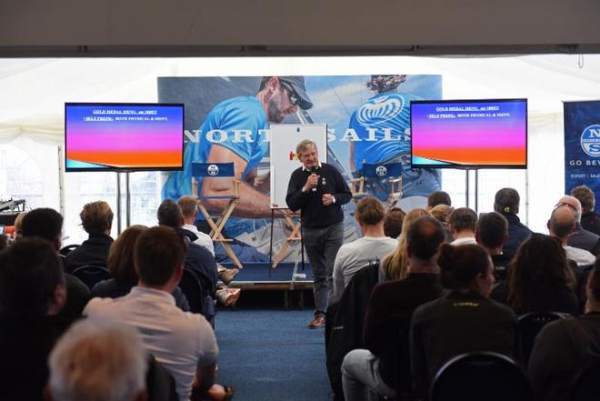 The Easter Challenge racing 'ferrets' listened attentively to top coach Jim Saltonstall, MBE and the North Sails UK coaches and experts. Drone video footage was shown and analysed with crews at the post race debrief  © Rick Tomlinson / RORC