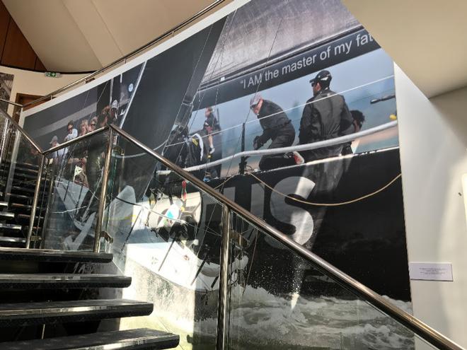 New wall graphic revealed at Royal Southern Yacht Club on 8th April, featuring boat-on-boat action between Tokoloshe and Invictus - RORC Easter Challenge © Fast40 Class