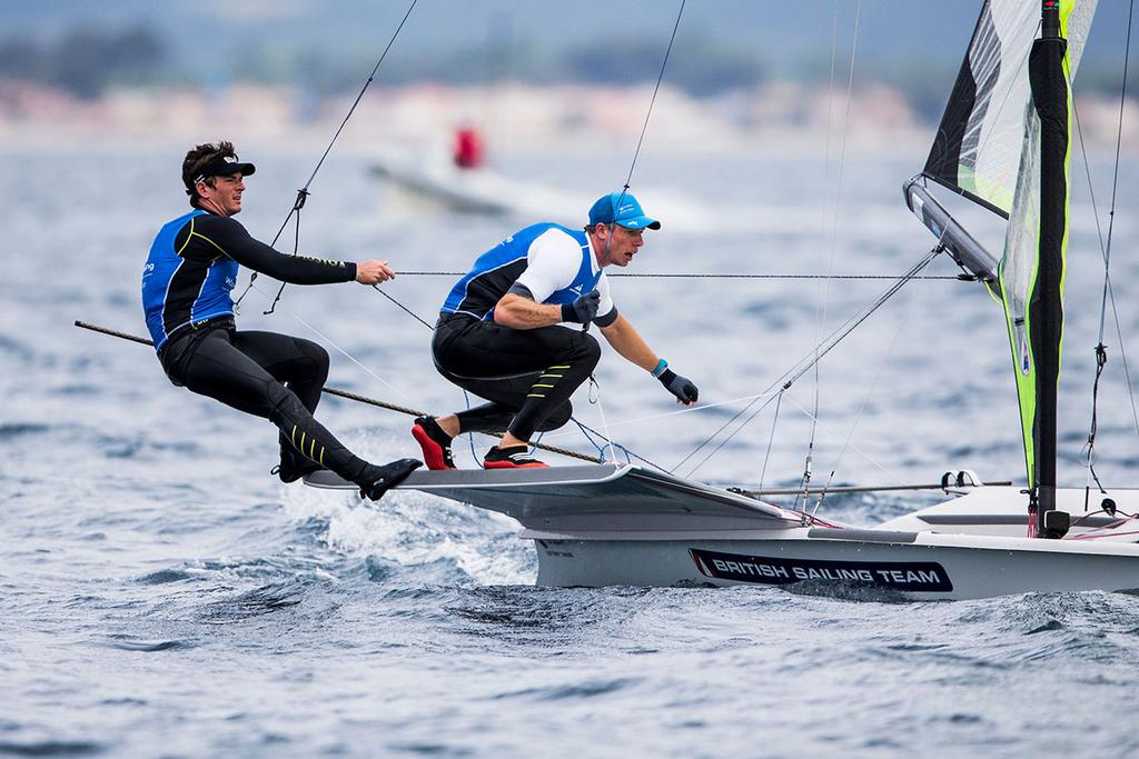 49er leaders Dylan Fletcher-Stuart Bithell - 2017 Sailing World Cup - Hyeres photo copyright Sailing Energy / World Sailing taken at  and featuring the  class