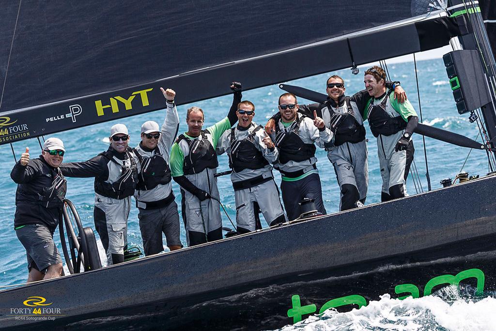 Celebrations onboard Team Aqua winners of the RC44 Sotogrande Cup © MartinezStudio.es