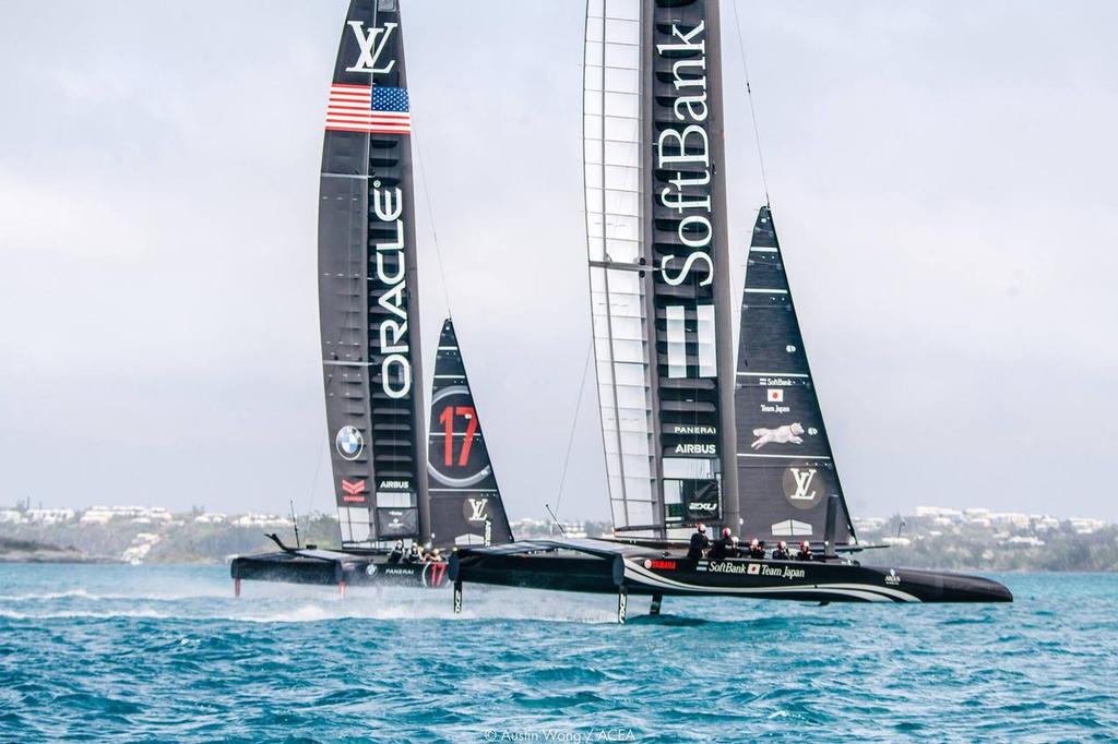 Softbank Team Japan provide Oracle Team USA with a useful benchmark for comparison with other teams - once their reliability issues are resolved. © Austin Wong | ACEA
