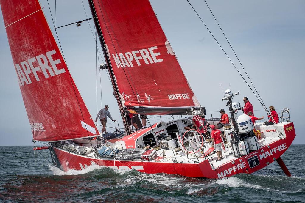  - MAPFRE with her new mast fitted in Lisbon - Volvo Ocean Race 2017/18 photo copyright  María Muiña / MAPFRE taken at  and featuring the  class