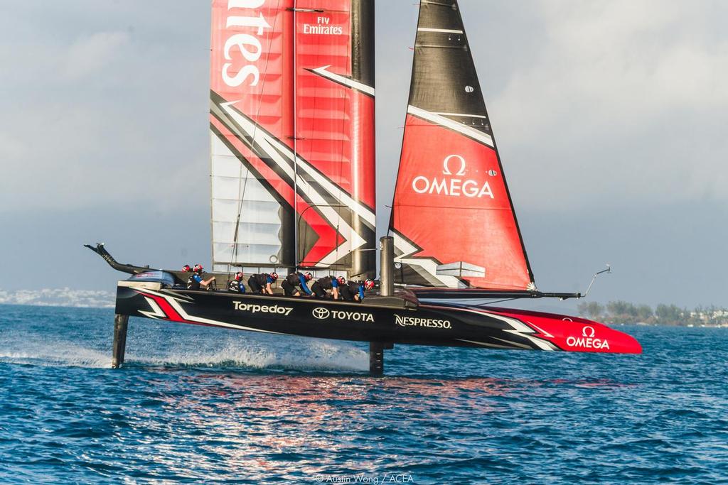 Emirates Team New Zealand America's Cup Class (ACC) AC50 on her first sail in Bermuda © Austin Wong | ACEA