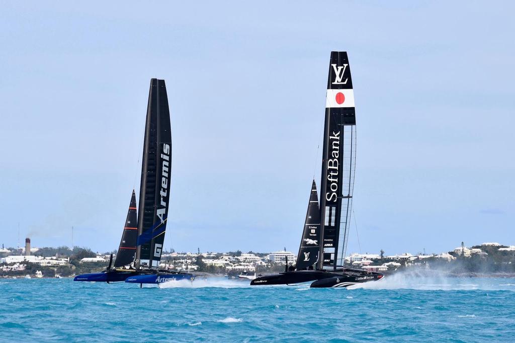 Artemis Racing against Softbank Team Japan in Practice Session 3 April 10-12, 2017 photo copyright Artemis Racing taken at  and featuring the  class