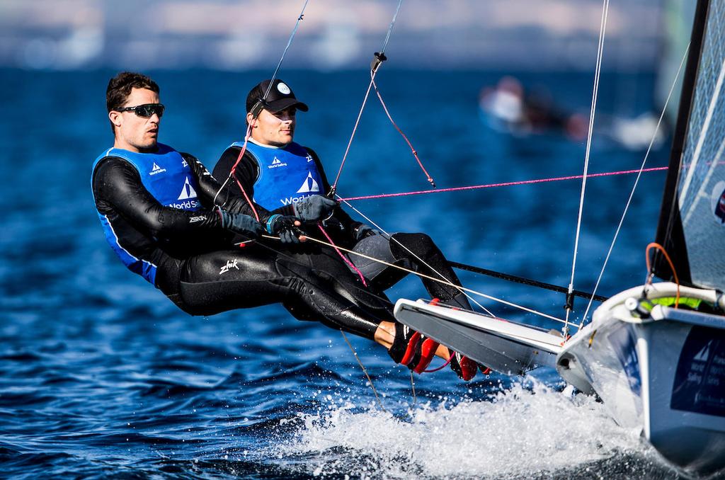 Diego Botin and Iago Lopez in the 49er - 2017 Sailing World Cup - Hyeres photo copyright  Jesus Renedo / Sailing Energy http://www.sailingenergy.com/ taken at  and featuring the  class