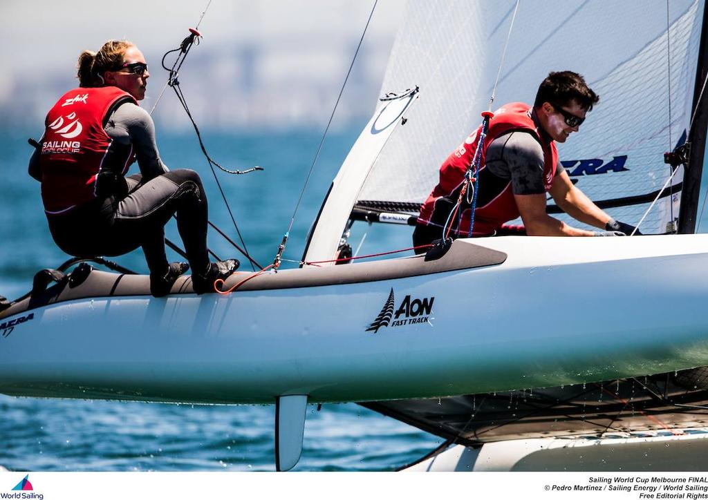 New Zealand Nacra 17 crew - World Sailing Cup Hyeres, Day 2, April 26, 2017 photo copyright World Sailing taken at  and featuring the  class