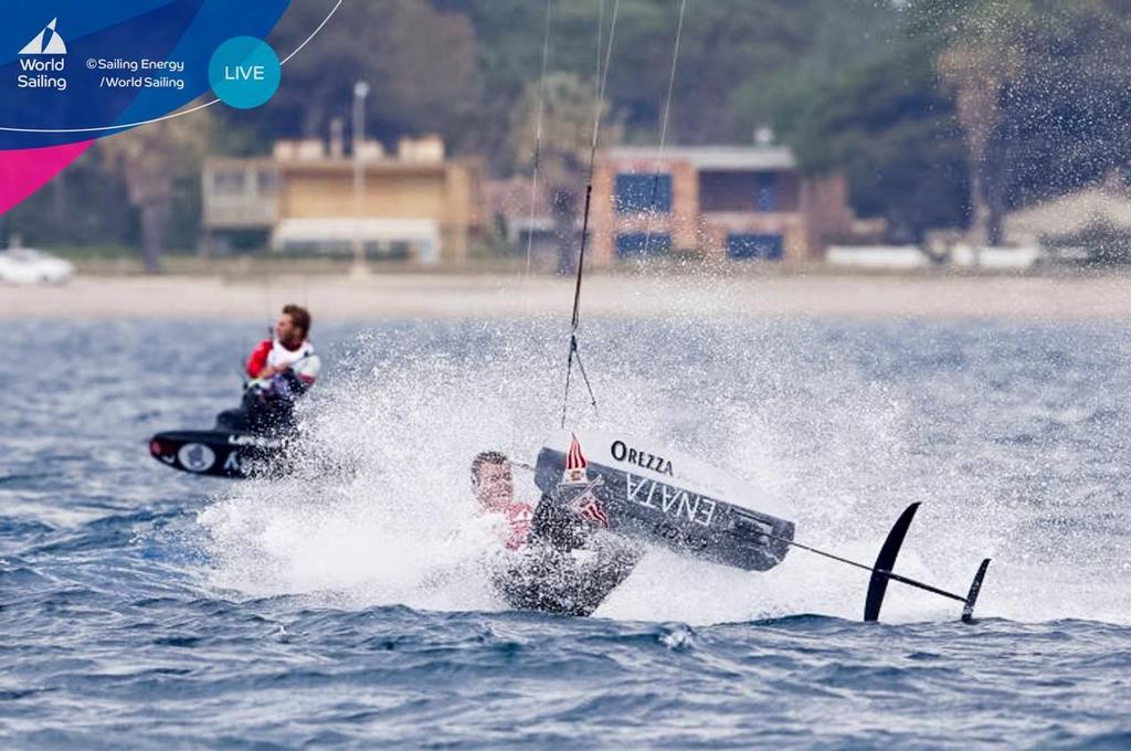 Kiteboarder takes it to the extreme - World Sailing Cup Hyeres, Day 2, April 26, 2017 © World Sailing