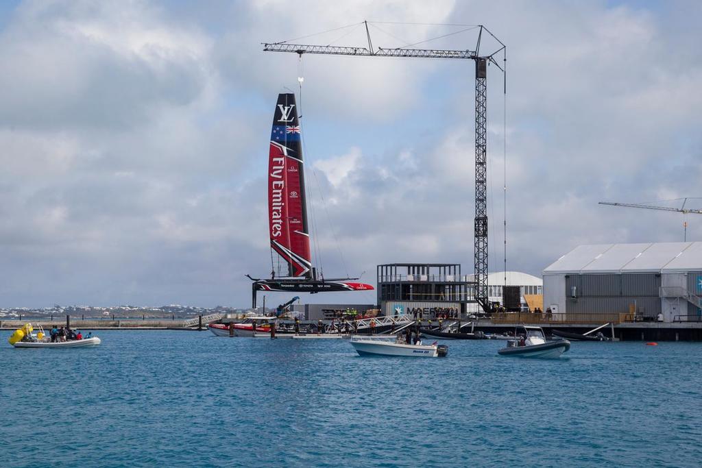 Emirates Team New Zealand about to launch for the first time in Bermuda April 23, 2017 © Hamish Hooper/Emirates Team NZ http://www.etnzblog.com