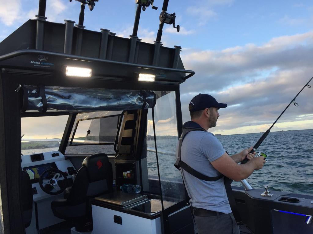Fishing with white Sea Hawk Dual-XL LED floodlights are available in white, blue and red LED options photo copyright Hella Marine taken at  and featuring the  class