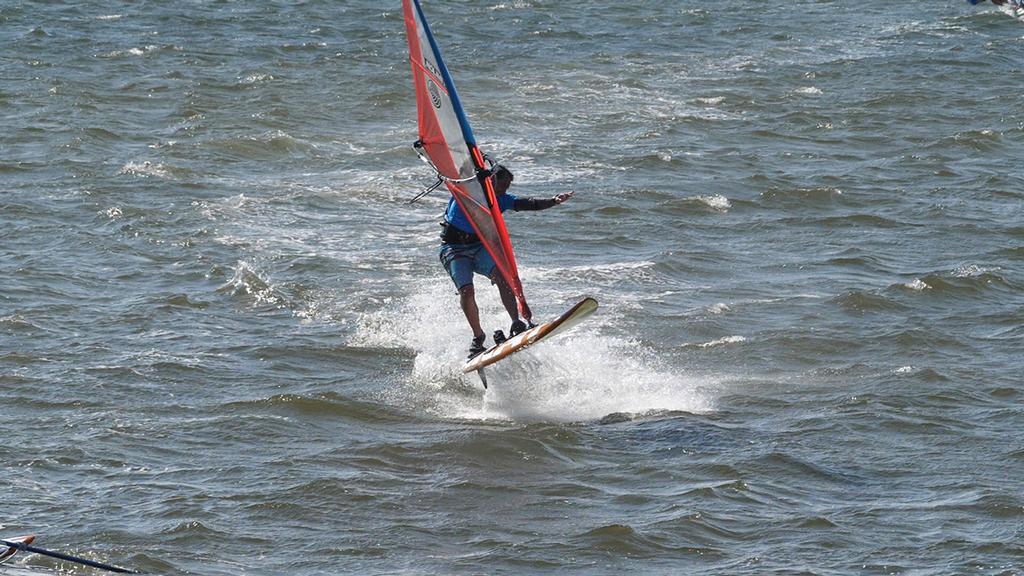 Event organizer Mike Burns mid Funnell yesterday - Hatteras OBX-Wind.com Windsurfing Festival 2017 photo copyright International Windsurfing Tour taken at  and featuring the  class