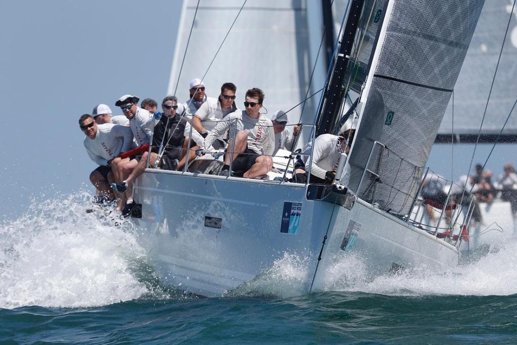 The crew of the brand new XP44 Sitella took the first part of the day to get up to speed, nailing the first place finish in the final race of the day in the ORC B Class, just offshore of Charleston Harbor during the first day of racing at Sperry Charleston Race Week 2017. © Tim Wilkes / Charleston Race Week