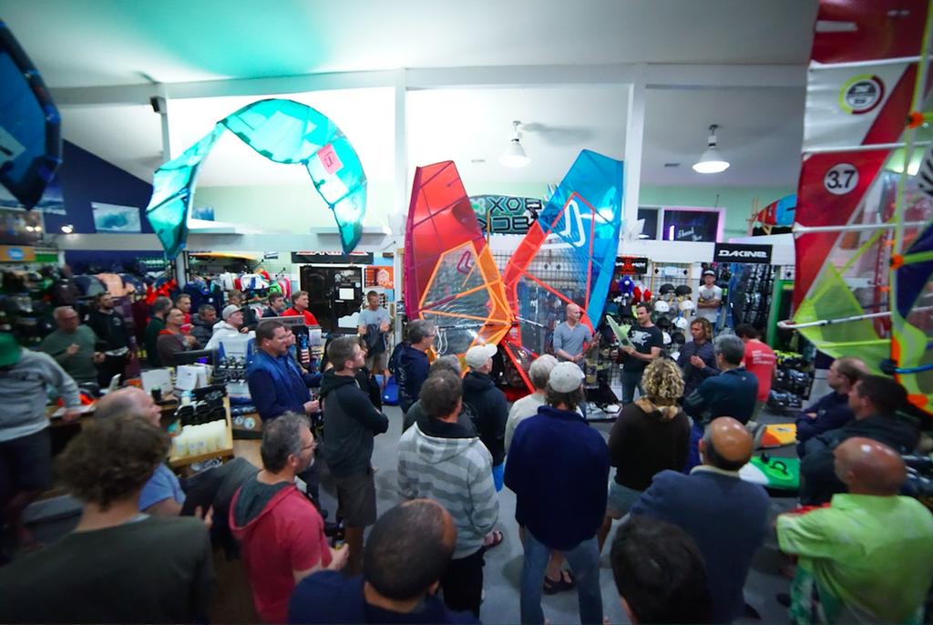 Gear clinic Tuesday night at OceanAir Sports presented by Makani Fins, North, Fanatic, Starboard and Severne - Hatteras OBX-Wind.com Windsurfing Festival 2017 photo copyright International Windsurfing Tour taken at  and featuring the  class