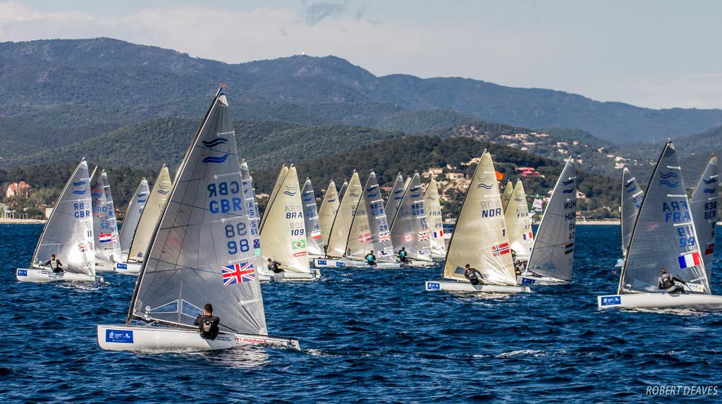 The Finn fleet in Hyeres last week - European Finn Championships  ©  Robert Deaves